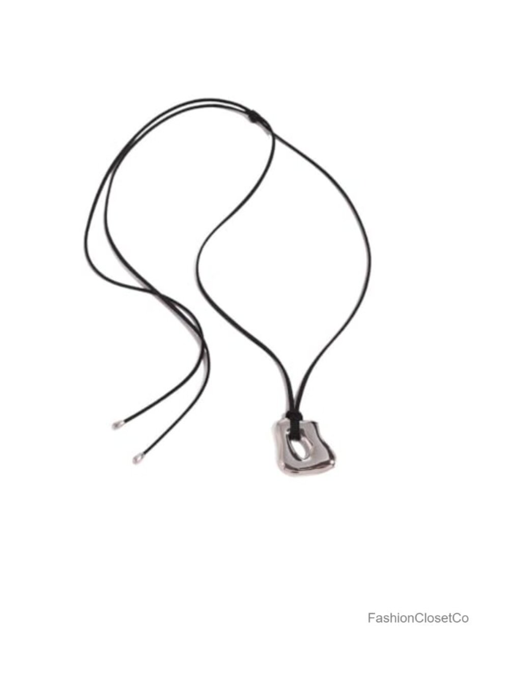 18K Gold Plated Geometric Pendant Necklace - Long Suede Rope Chain